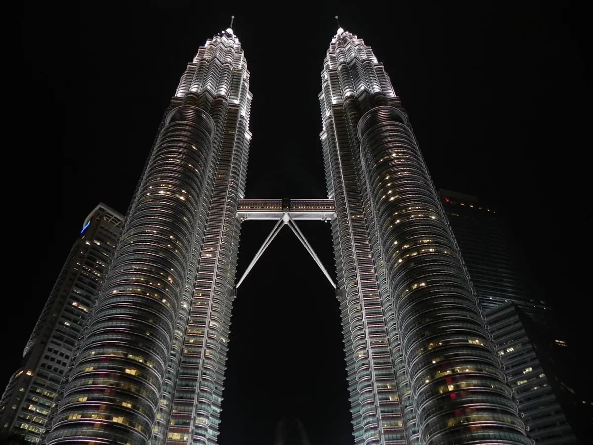 petronas, twin towers, skyscrapers, buildings, facade, illuminated, malaysia, city, kuala lumpur, architecture, travel, famous, landmark, tourist attraction, tourist destination, malaysia, malays
