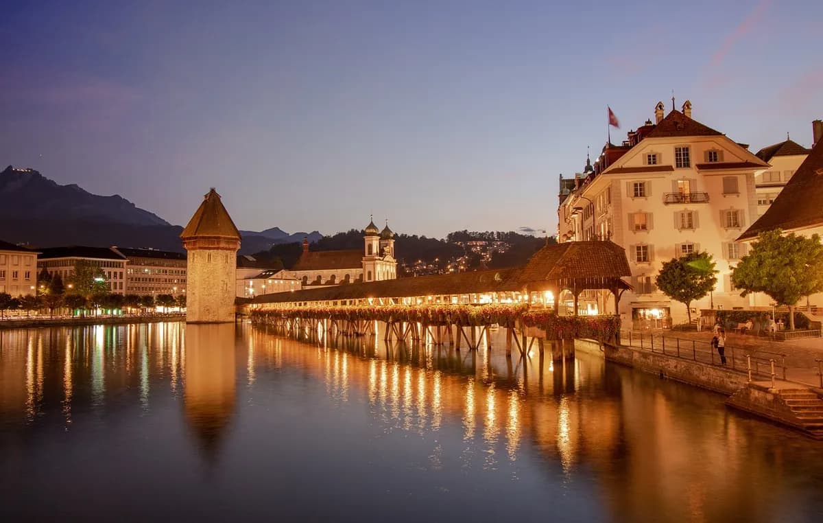 lucerne, chapel bridge, switzerland, water tower, city, landmark, lake lucerne region, eve, tourism, light, dusk, lucerne, lucerne, lucerne, chapel bridge, chapel bridge, chapel bridge, chapel br